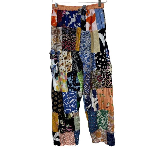 Womens Patchwork Wide leg Pants Size Small (6) One of a Kind Boho, Hippy Artsy - Picture 1 of 8
